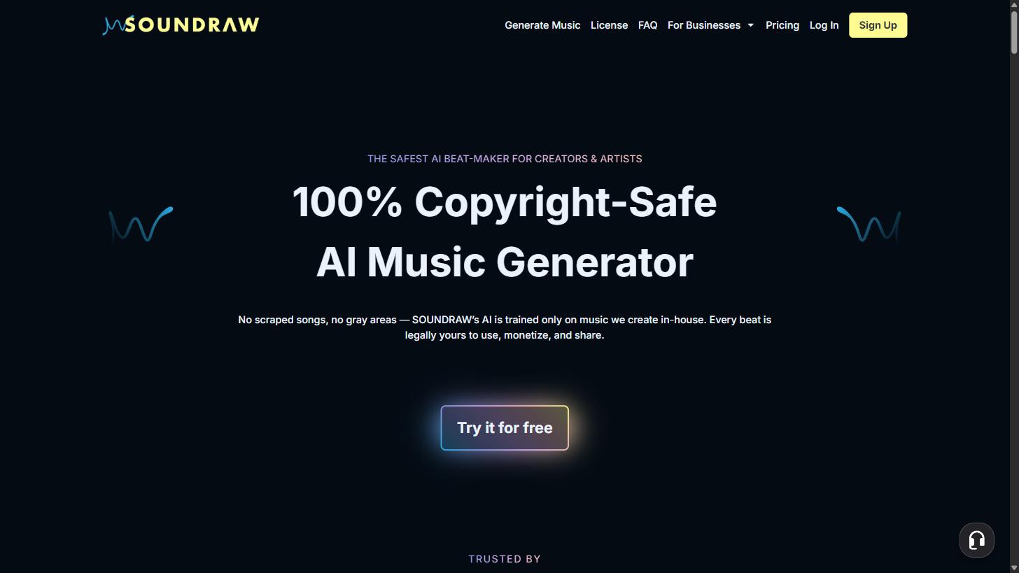 SOUNDRAW のトップページ