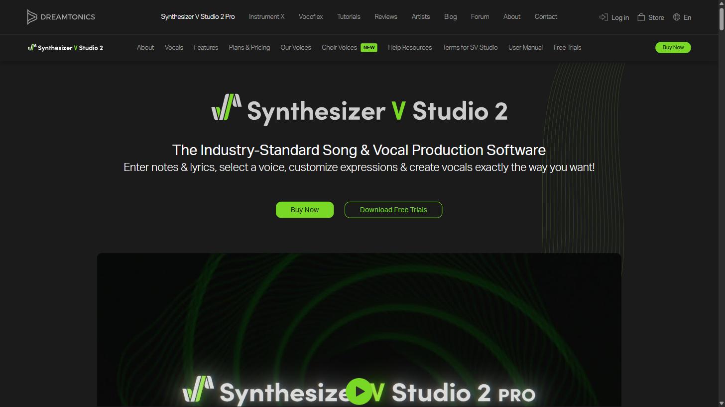 Synthesizer V Studio 2 のトップページ